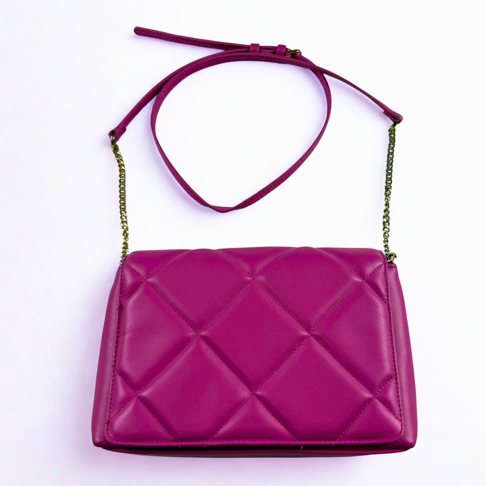 Quilted Crossbody Bag Small Pink Puffy Gold Chain Strap Barbiecore A New Day